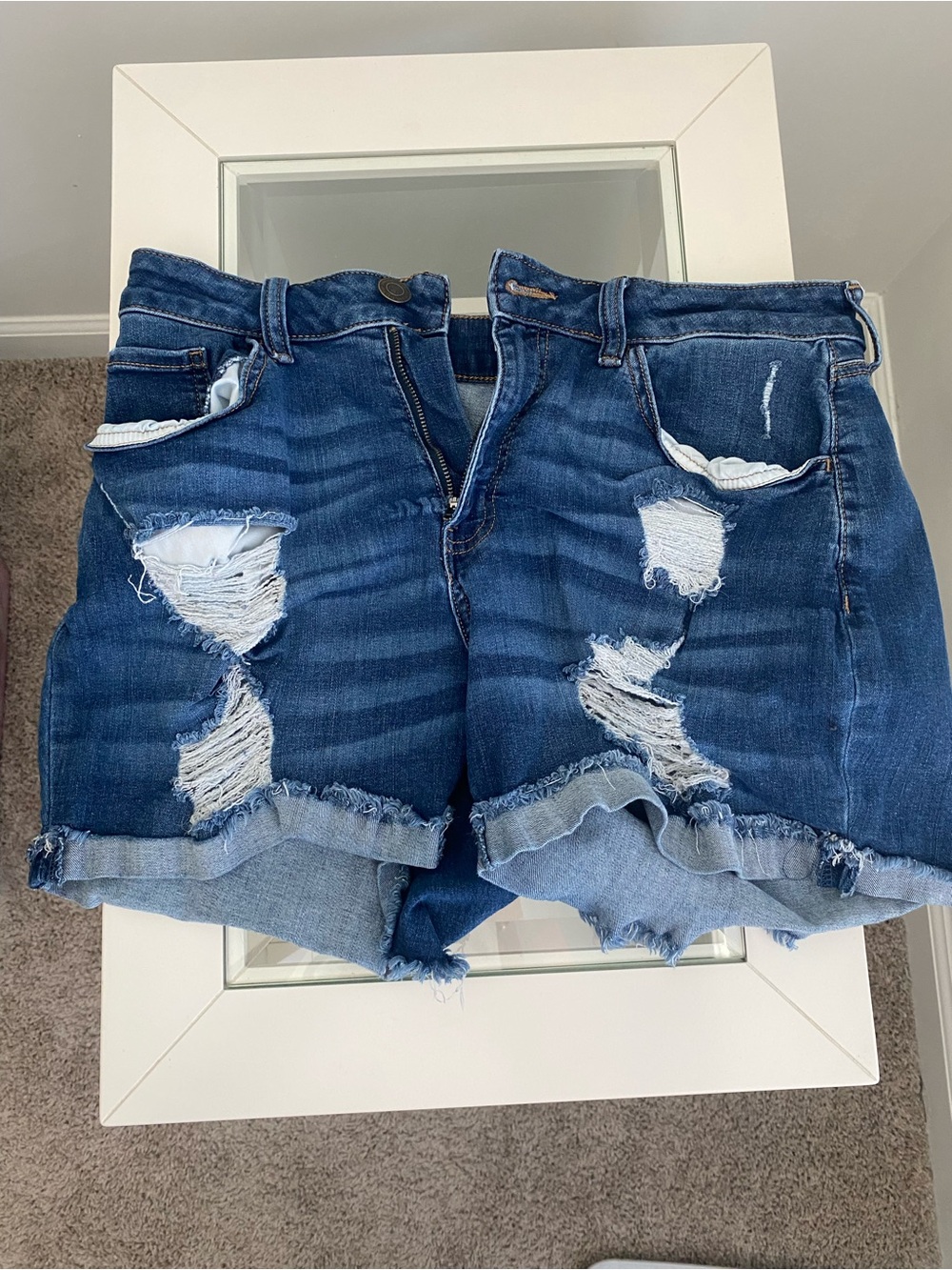 SO Distressed Dark Blue Denim Jean Shorts